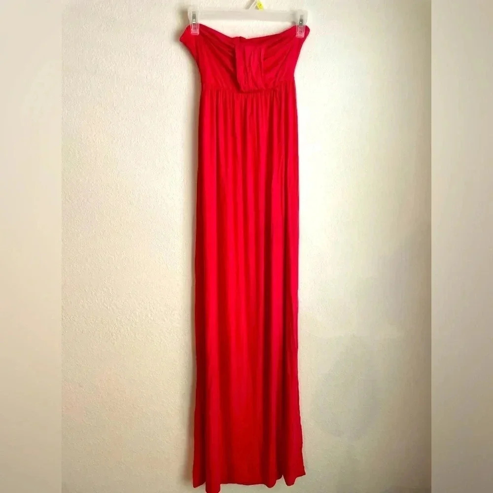 Charlotte Russe bright pink maxi sleeveless strapless dress size S